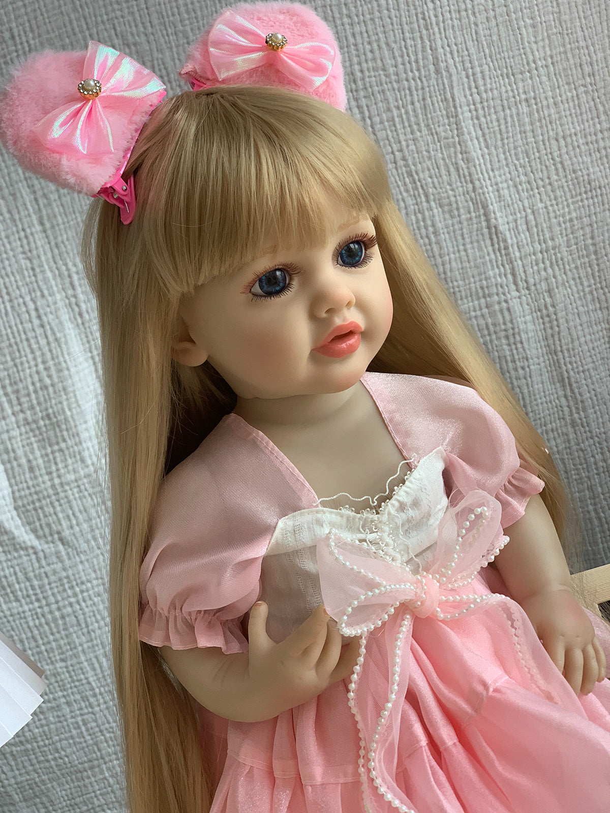 22-Inch Lifelike Silicone Baby Doll with Open Eyes | Hand-Painted Gift for Kids