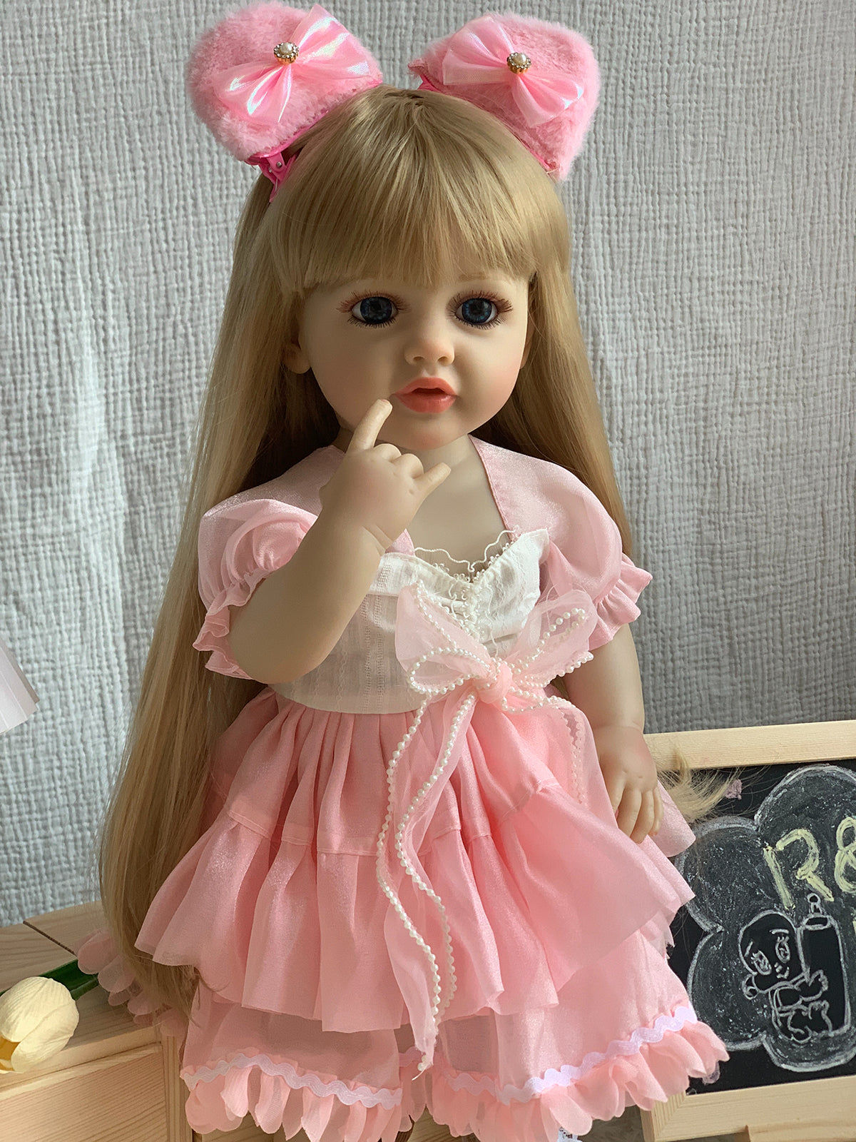 22-Inch Lifelike Silicone Baby Doll with Open Eyes | Hand-Painted Gift for Kids