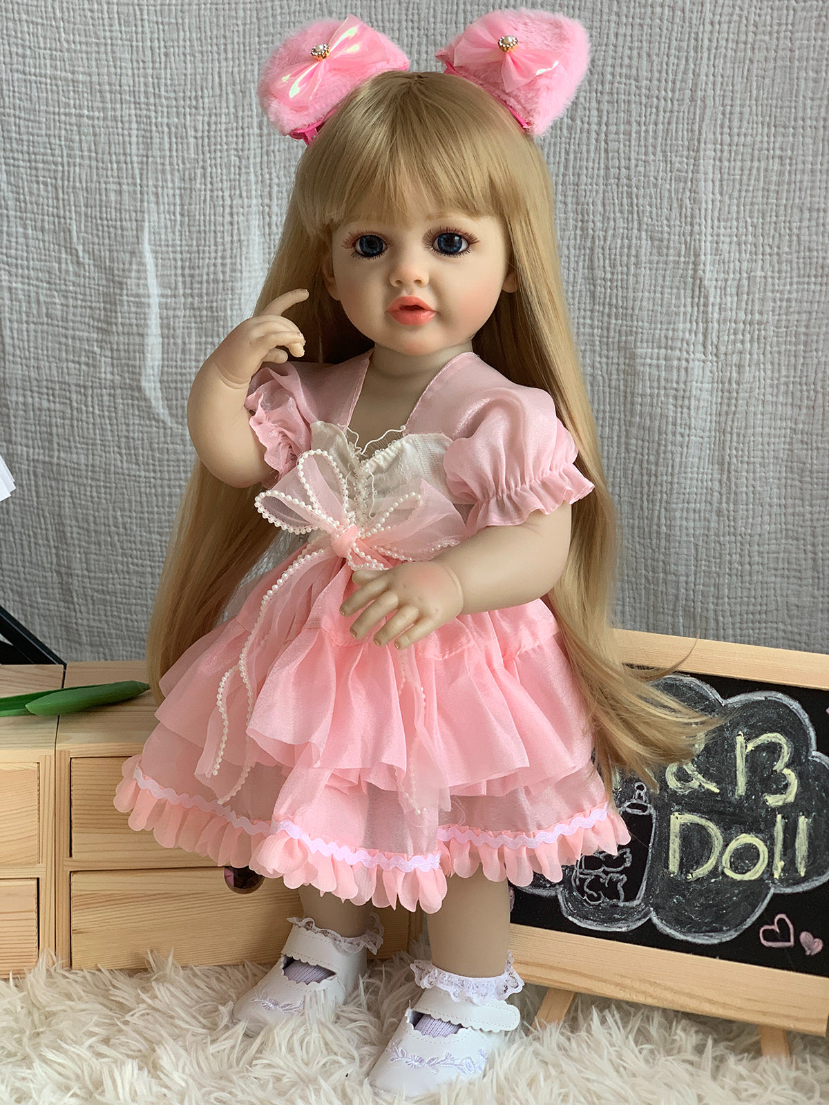 22-Inch Lifelike Silicone Baby Doll with Open Eyes | Hand-Painted Gift for Kids