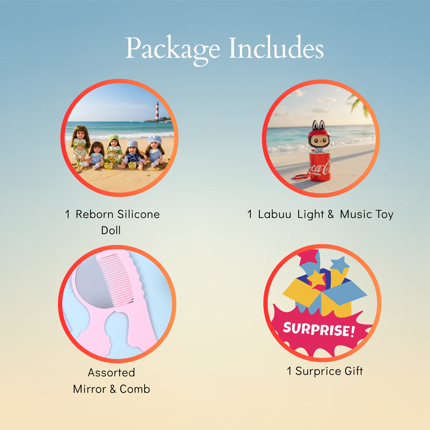 NestyFox 33cm Silicone Doll with Musical Labubu Toy