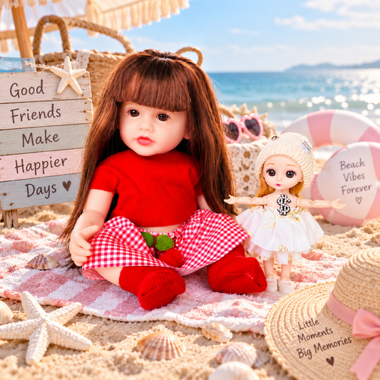 NestyFox 3-Doll Silicone Doll Combo Set for Girls with Mini Fashion Doll