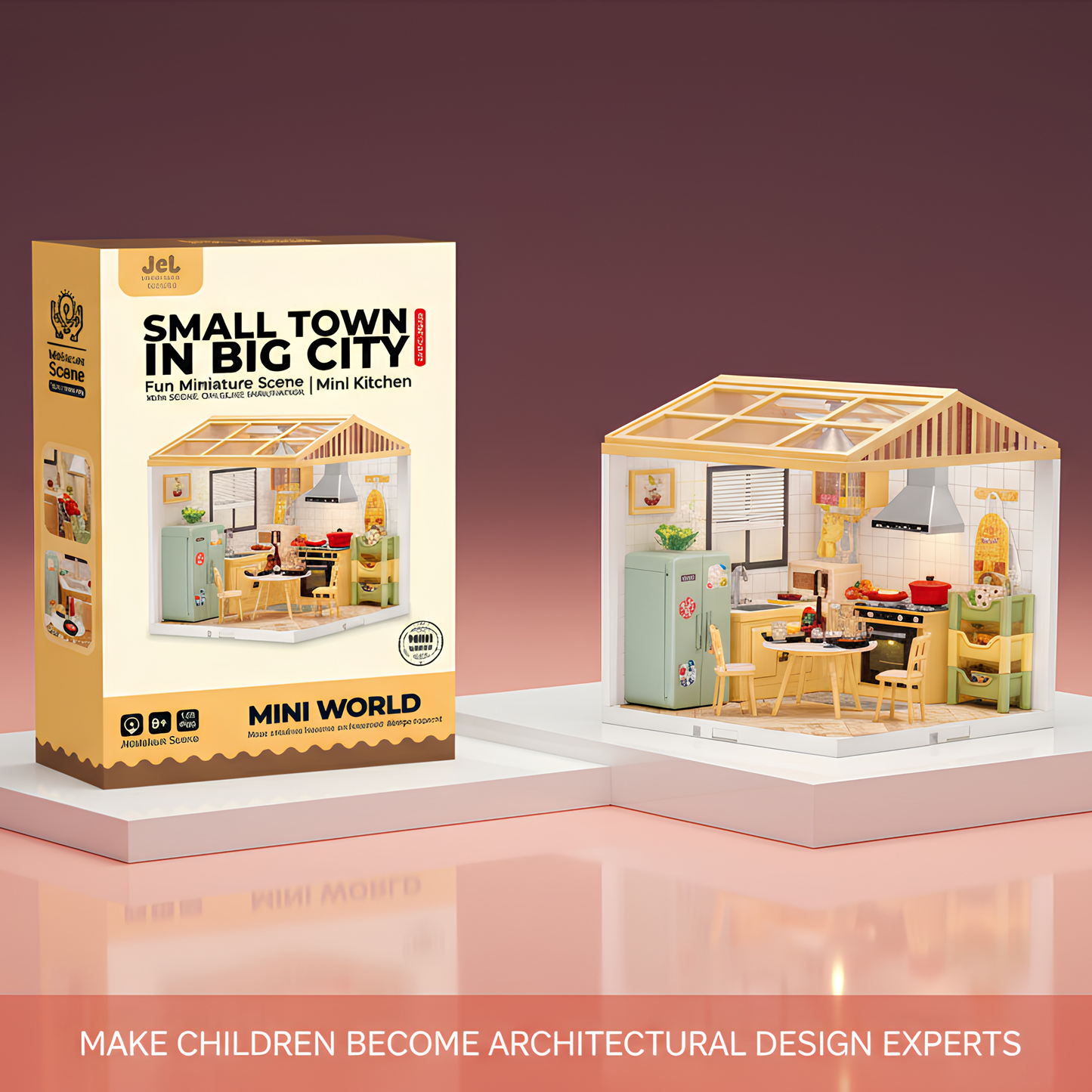 DIY Miniature Kitchen House Kit | 125 PCS | Warm LED Light