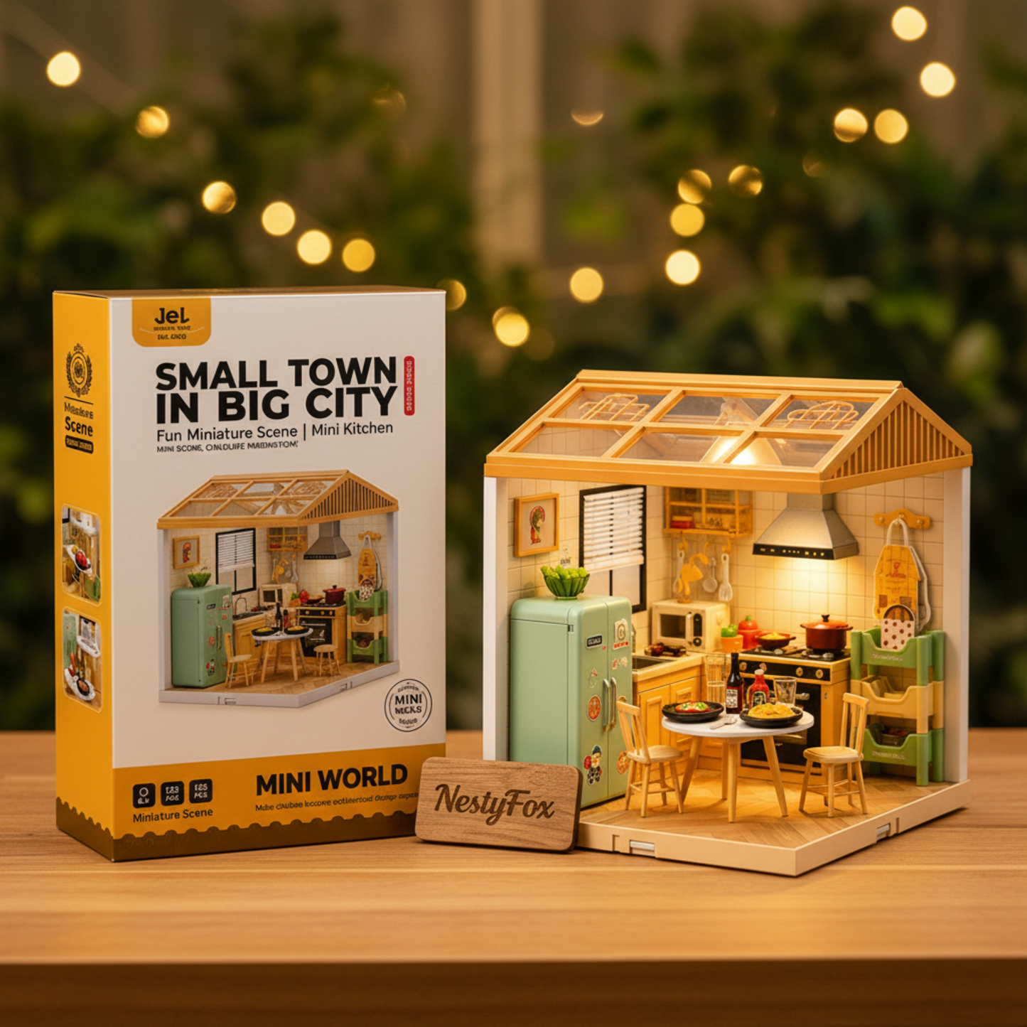 DIY Miniature Kitchen House Kit | 125 PCS | Warm LED Light