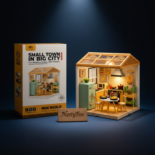 DIY Miniature Kitchen House Kit | 125 PCS | Warm LED Light