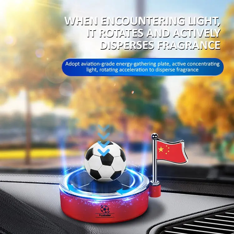 Experience Freshness with the Solar Car Accessories Football Rotating Purifier for Car Dashboard