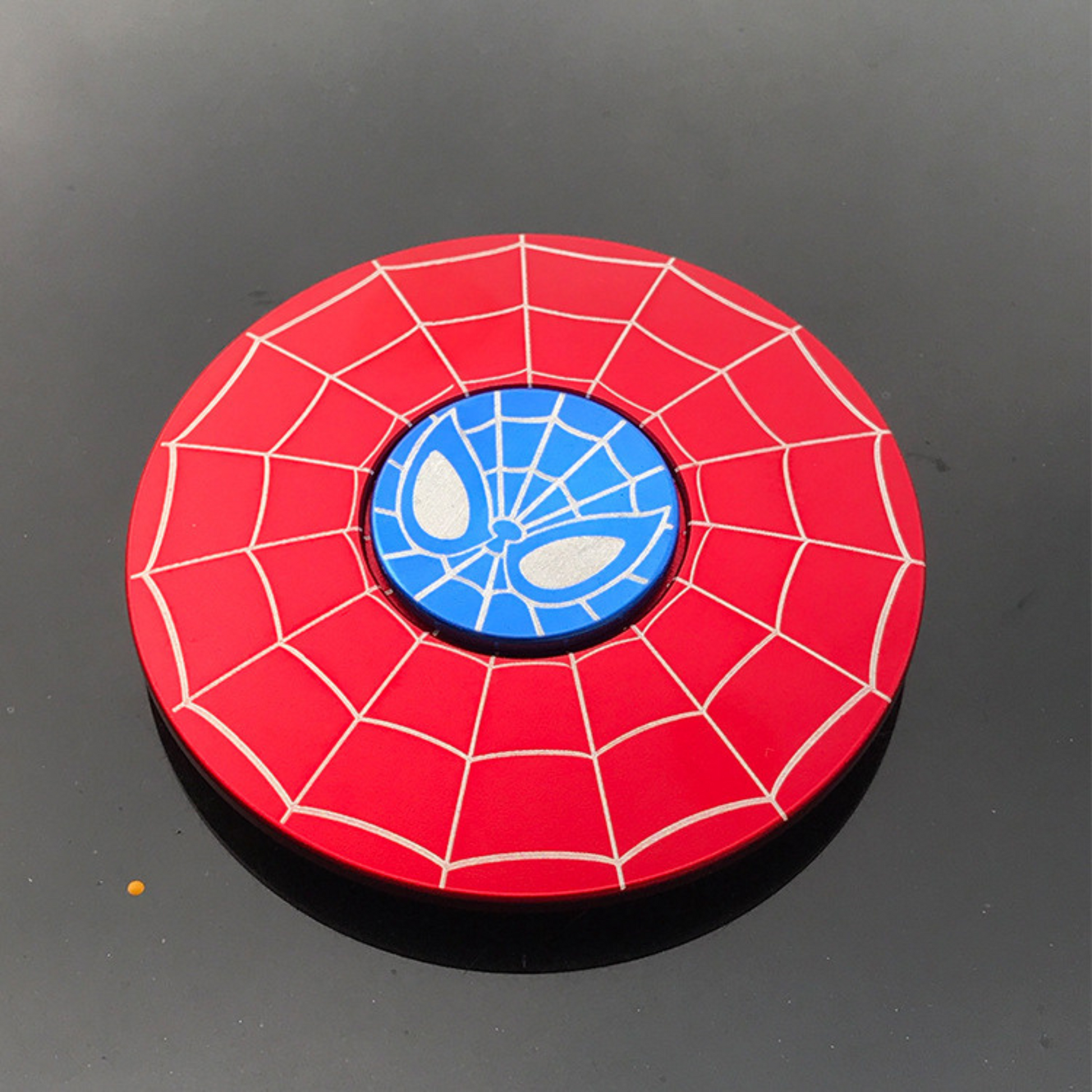 Superhero Metal Fidget Spinner Combo – Pack of 2 featuring Captain America & Spiderman themes, multicolor red and blue, premium metal build, long spinning time, stress relief toy for kids and adults.
