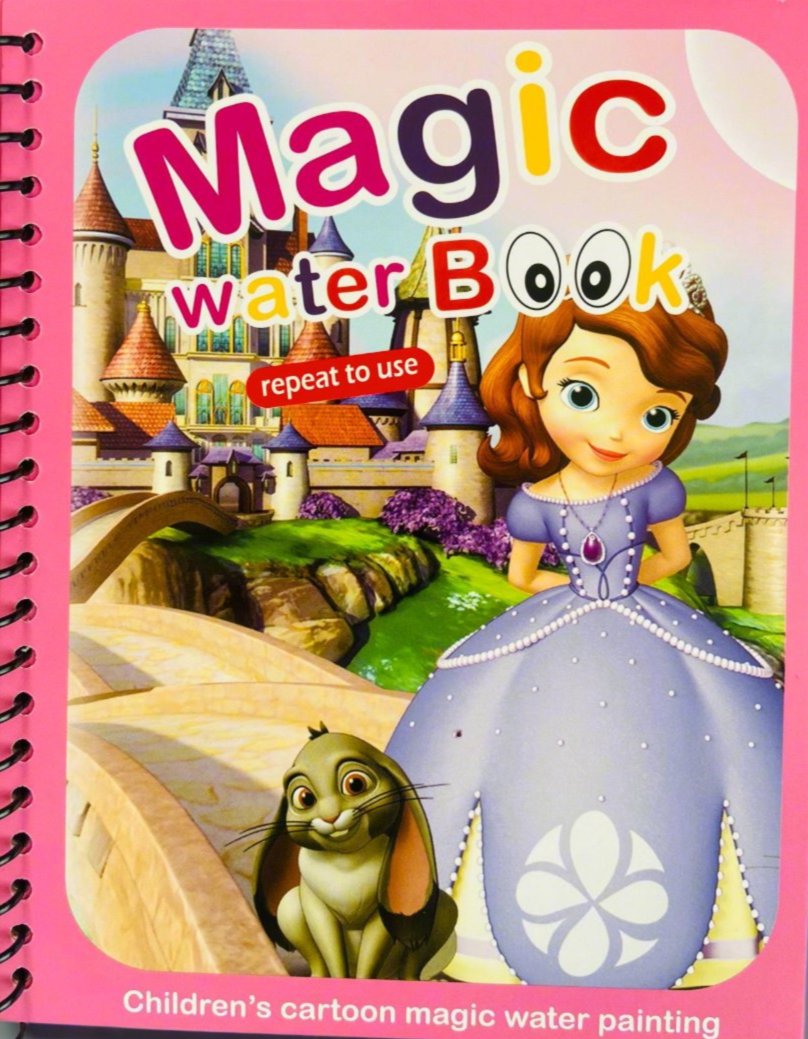 Children's Cartoon Magic Water Painting Books, Set of 4, Spiral Bound (Spider-Man, Mickey Mouse, Minnie Mouse, Princess Sofia, Elsa, and Anna)