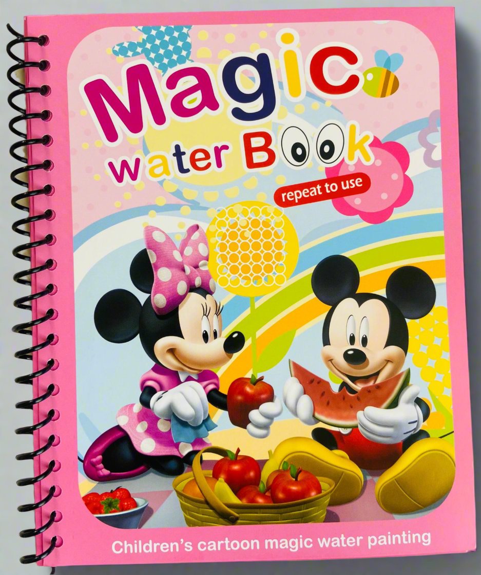 Children's Cartoon Magic Water Painting Books, Set of 4, Spiral Bound (Spider-Man, Mickey Mouse, Minnie Mouse, Princess Sofia, Elsa, and Anna)