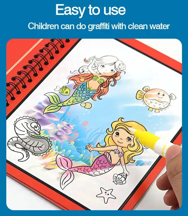 Children's Cartoon Magic Water Painting Books, Set of 4, Spiral Bound (Spider-Man, Mickey Mouse, Minnie Mouse, Princess Sofia, Elsa, and Anna)