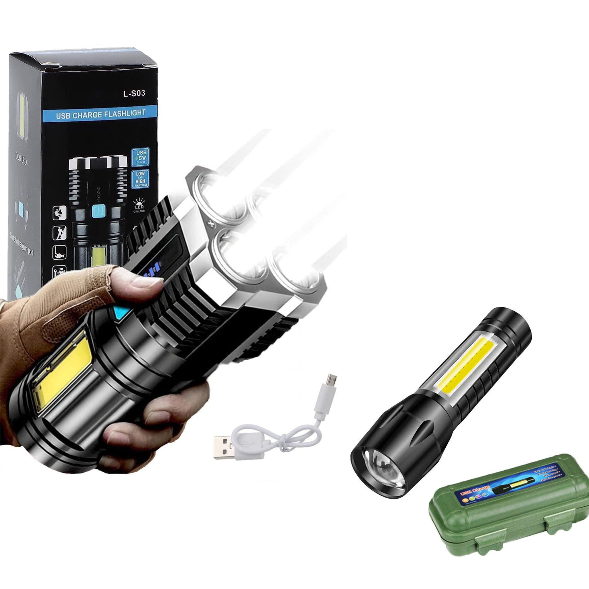 4-in-1 LED Torch & Mini LED Torch Combo – Doon Deals Hub