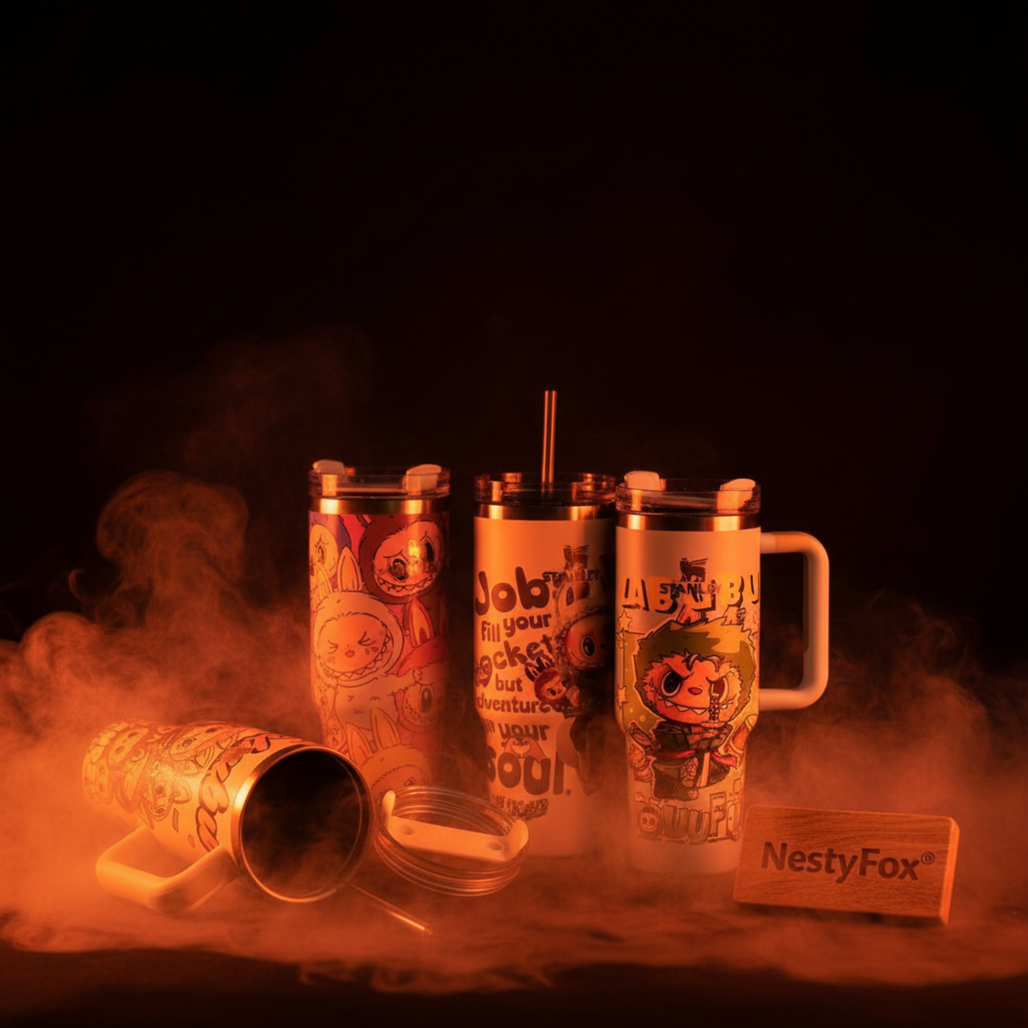 Labubu Anime Stanley-Style Tumbler | 1.18L Insulated Metal Bottle with Handle & Straw