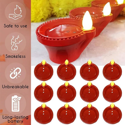Water Sensor LED Diya Set - 12 Pcs
