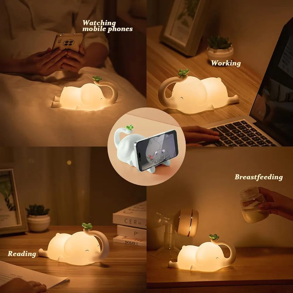 Cute  Elephant Silicon Touch Lamp - USB Chargeable