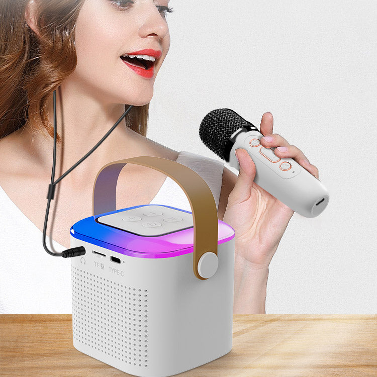 Mini Karaoke Machine Y1 | Bluetooth Speaker with 2 Wireless Mics