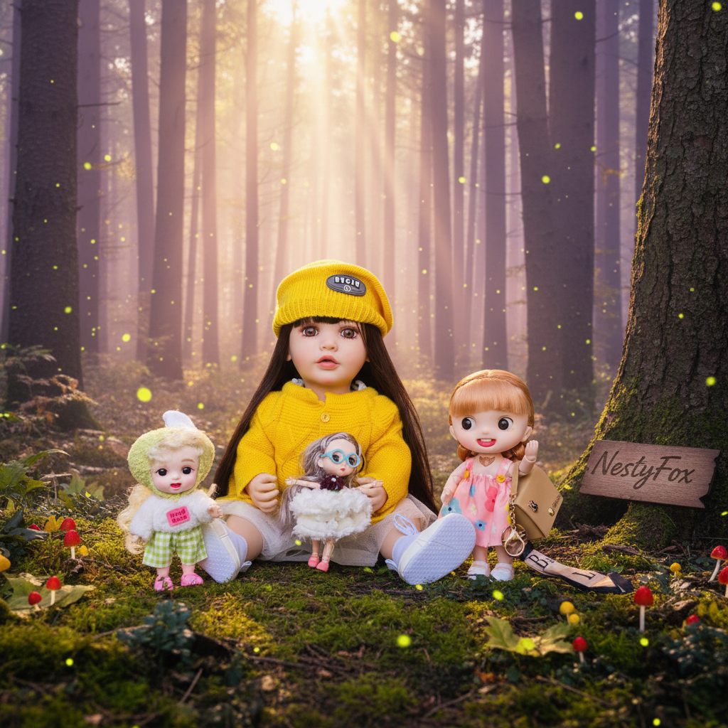 55cm AI Talking Silicone Baby Doll Set with 3 Mini Dolls