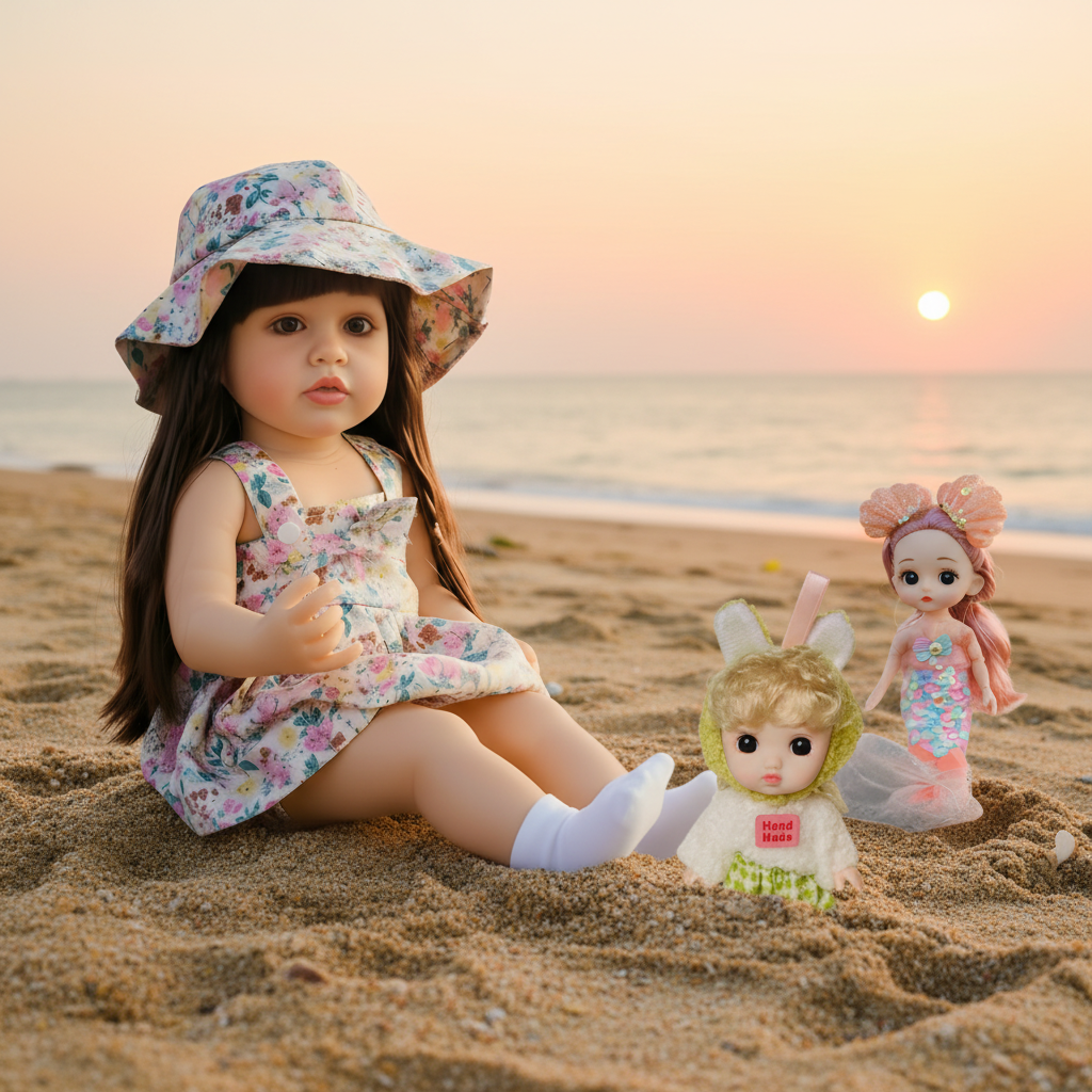 NestyFox 55 cm Realistic Silicone Baby Doll – Lifelike Reborn Doll with Dress & Accessories
