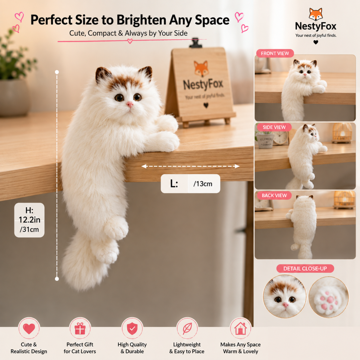 Cute Hanging Cat Decor – Fluffy Desk & Shelf Ornament