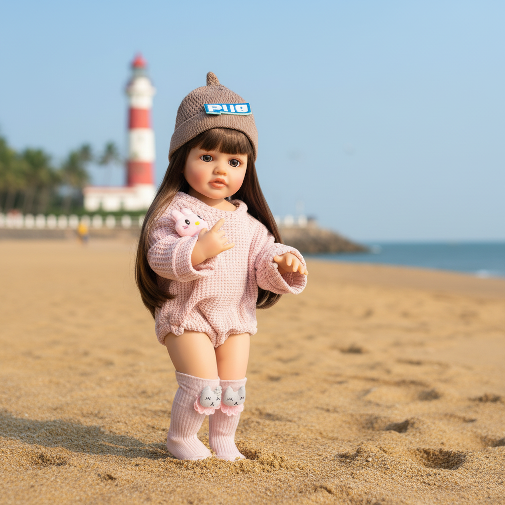 NestyFox Realistic Silicone Baby Doll with Handbag Set, Nipple Bottle, Diaper & Magnetic Pacifier – Soft Lifelike Doll for Girls