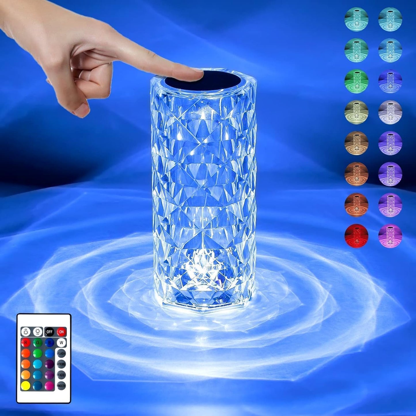 Crystal Lamp: 16 - Color Rose, USB Rechargeable, Touch Control - Dehradun Deals HubCrystal Lamp