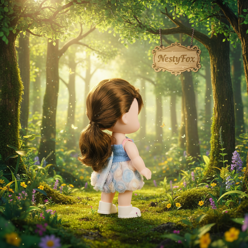 Doll in colorful forest