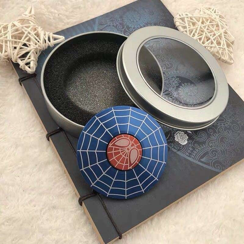 Superhero Metal Fidget Spinner Combo – Pack of 2 featuring Captain America & Spiderman themes, multicolor red and blue, premium metal build, long spinning time, stress relief toy for kids and adults.