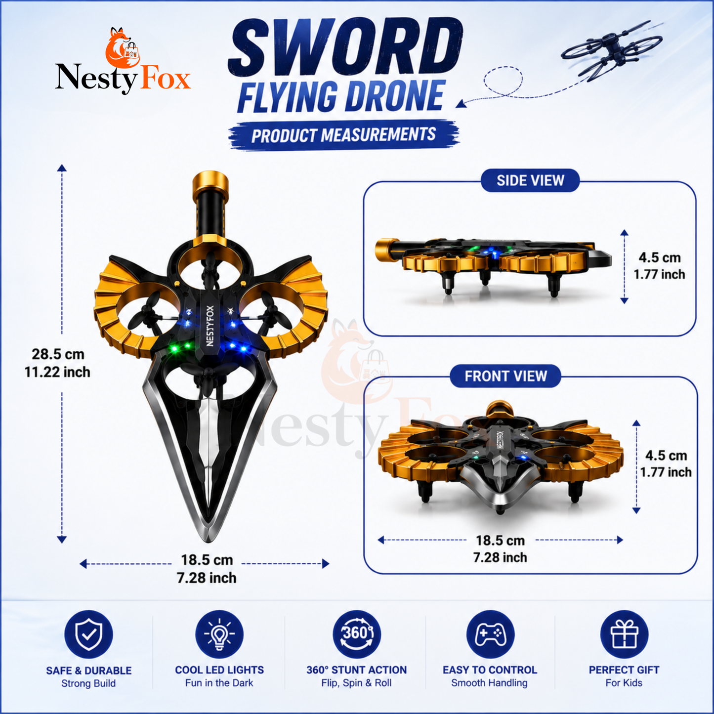Sword Flying Drone – 360° Stunt RC Aircraft with LED Lights