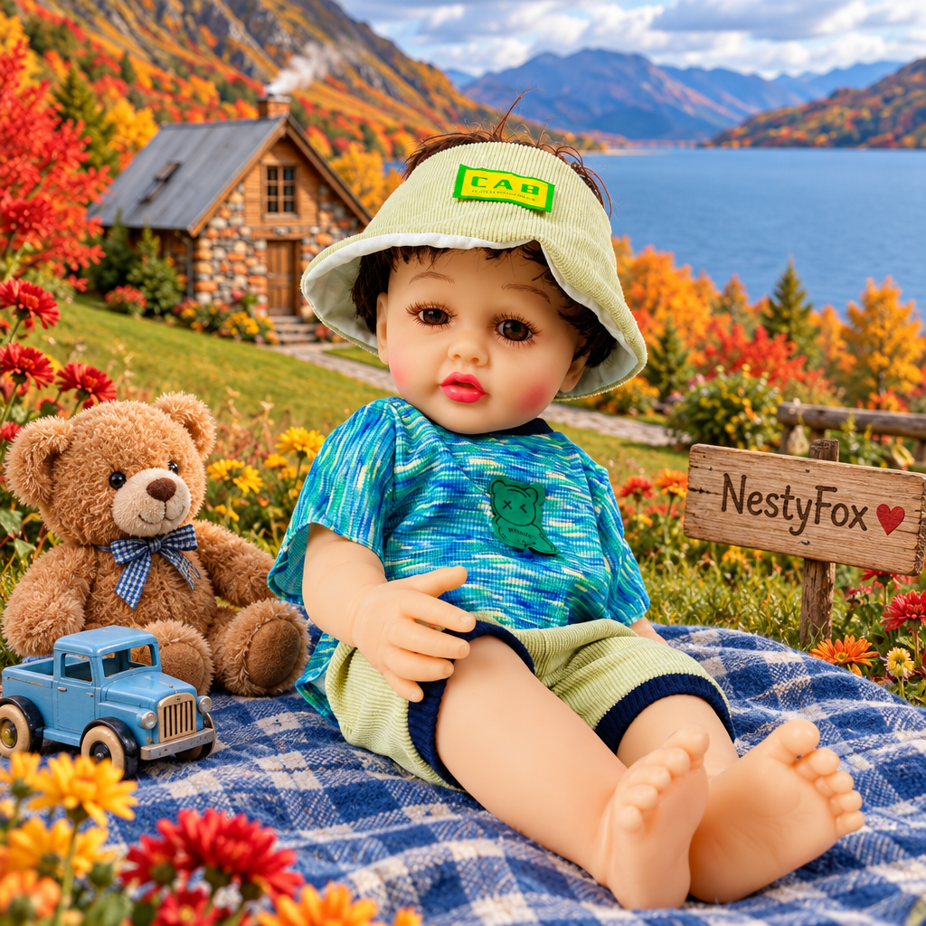 Green boy doll at the lakeside cottage
