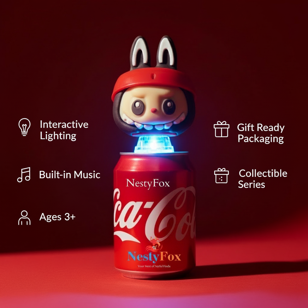 NestyFox - Labubu Cola Can Bunny Toy – Light & Music Figure