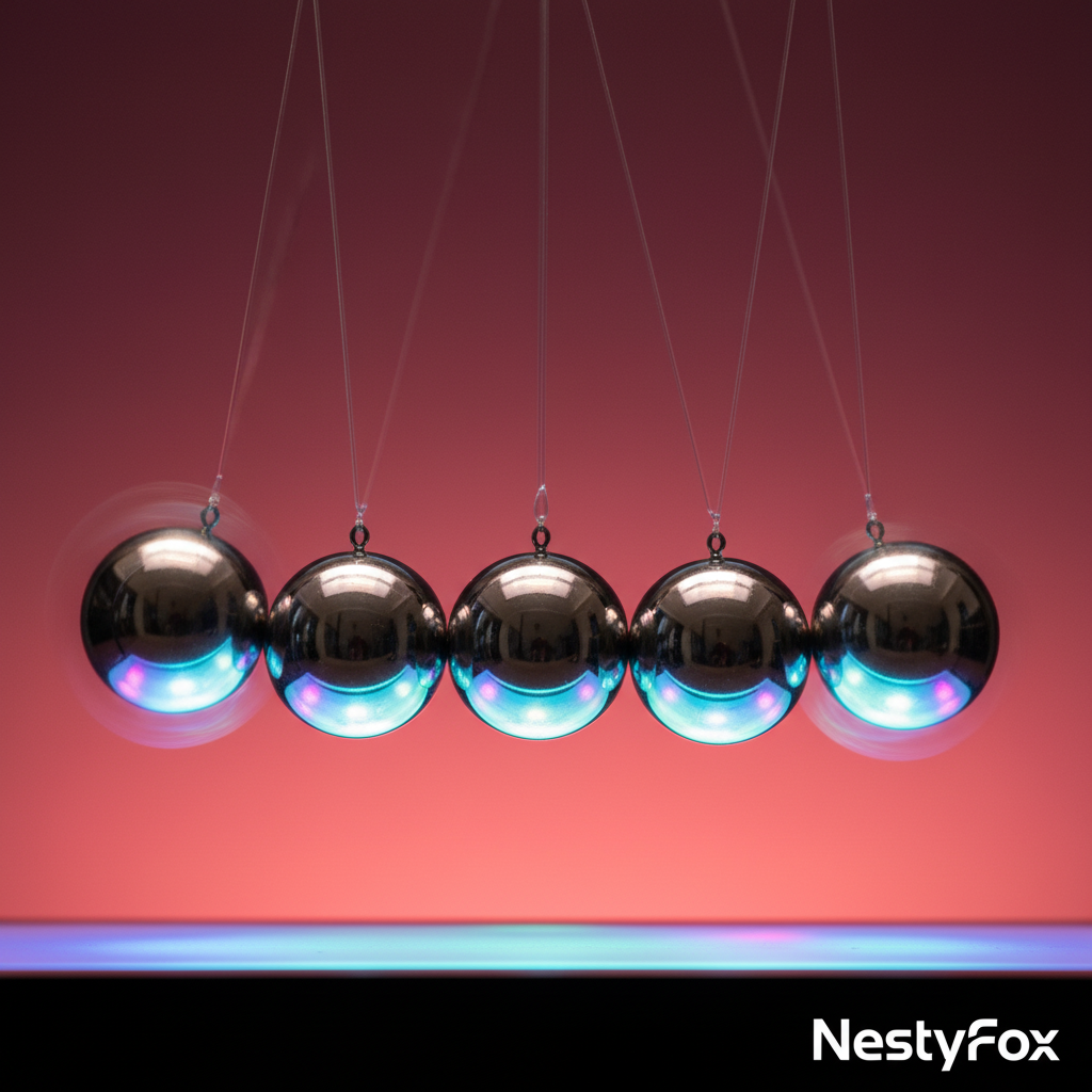 Detail - Chrome balls in perpetual motion