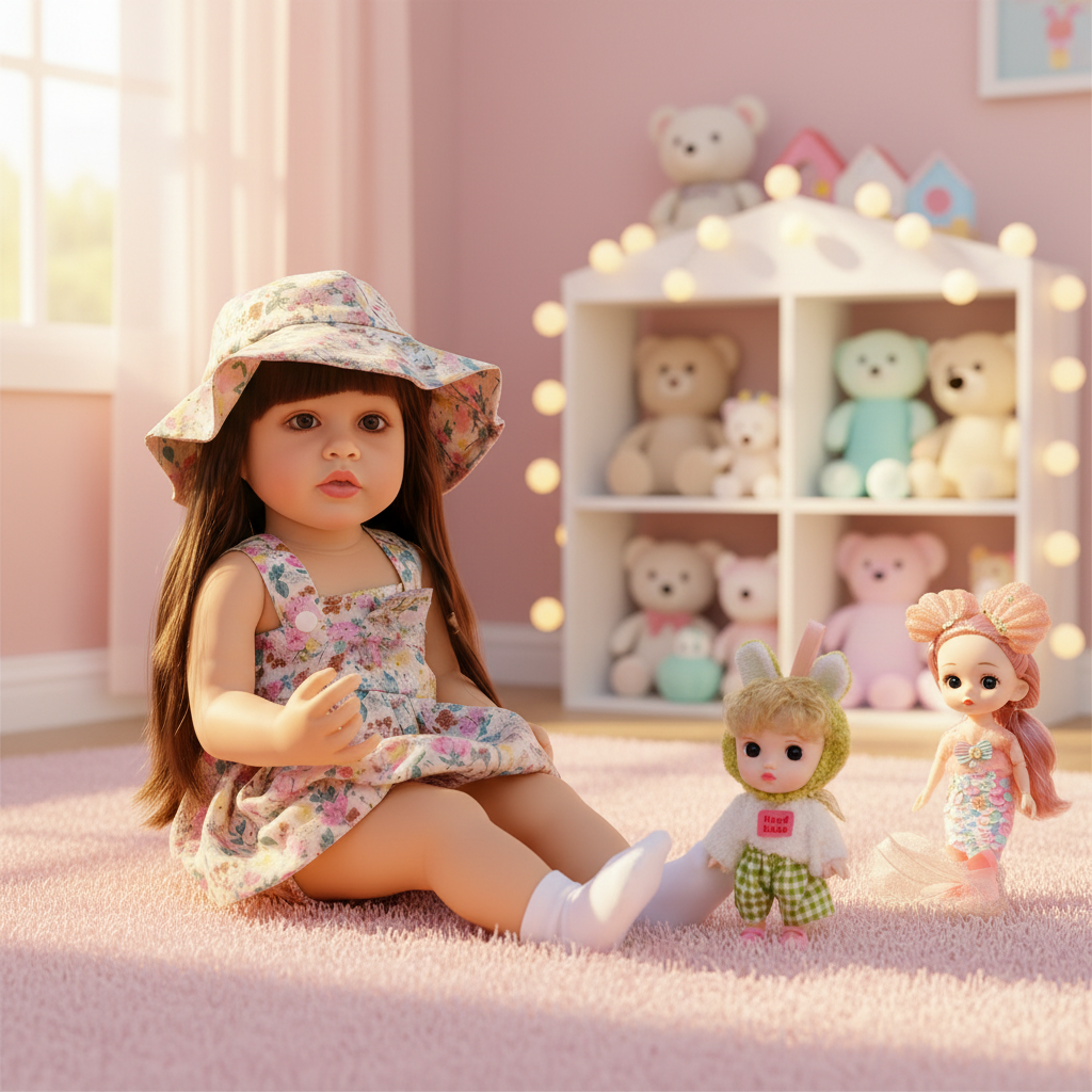 NestyFox 55 cm Realistic Silicone Baby Doll – Lifelike Reborn Doll with Dress & Accessories