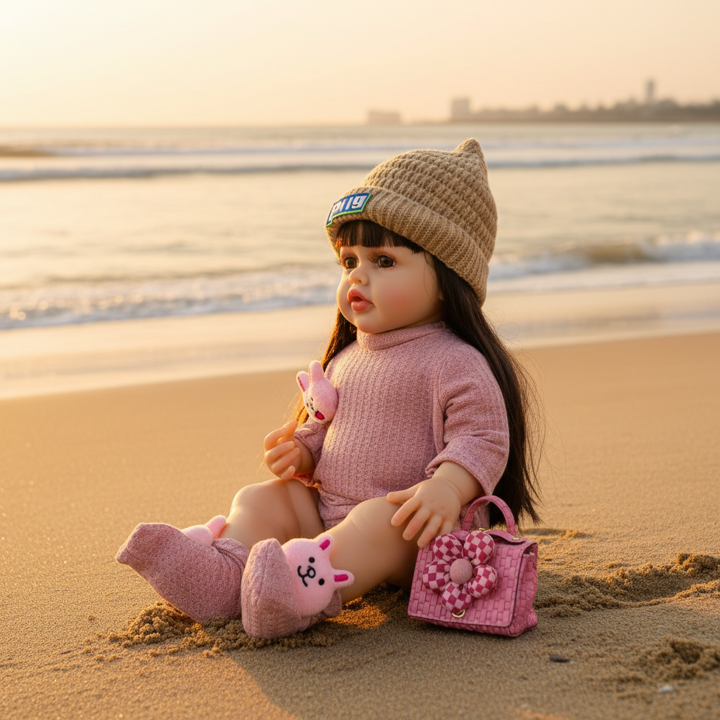 NestyFox 53 cm Silicone Doll with Mermaid Doll & Handbag