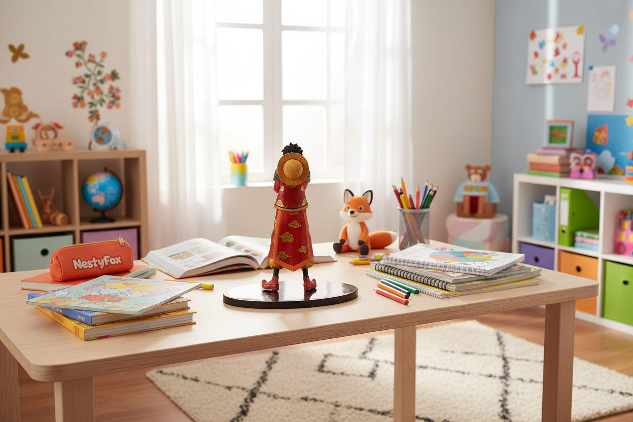 Luffy Figurine Back View on Study Desk