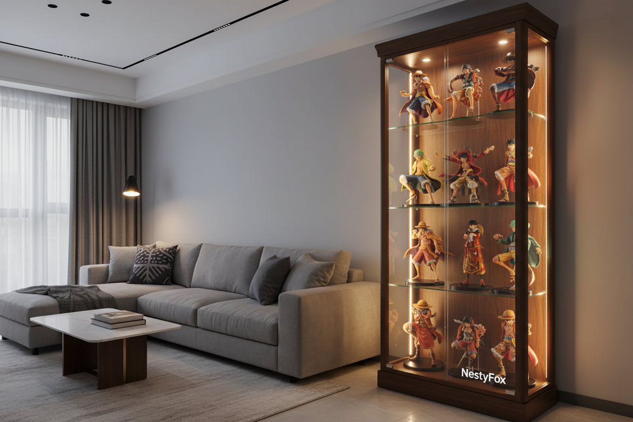 Luffy Figurine Collection in Display Cabinet