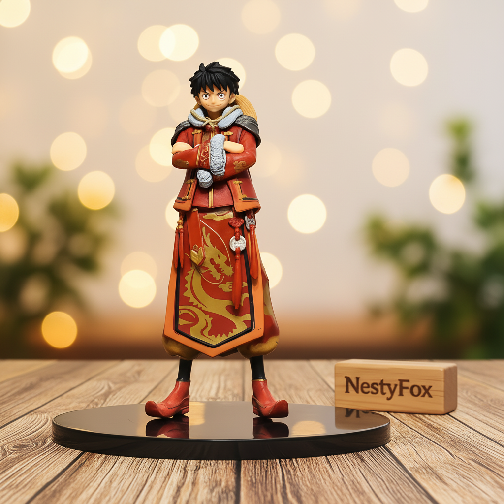 Luffy with Wooden NestyFox Board - Warm Bokeh Background