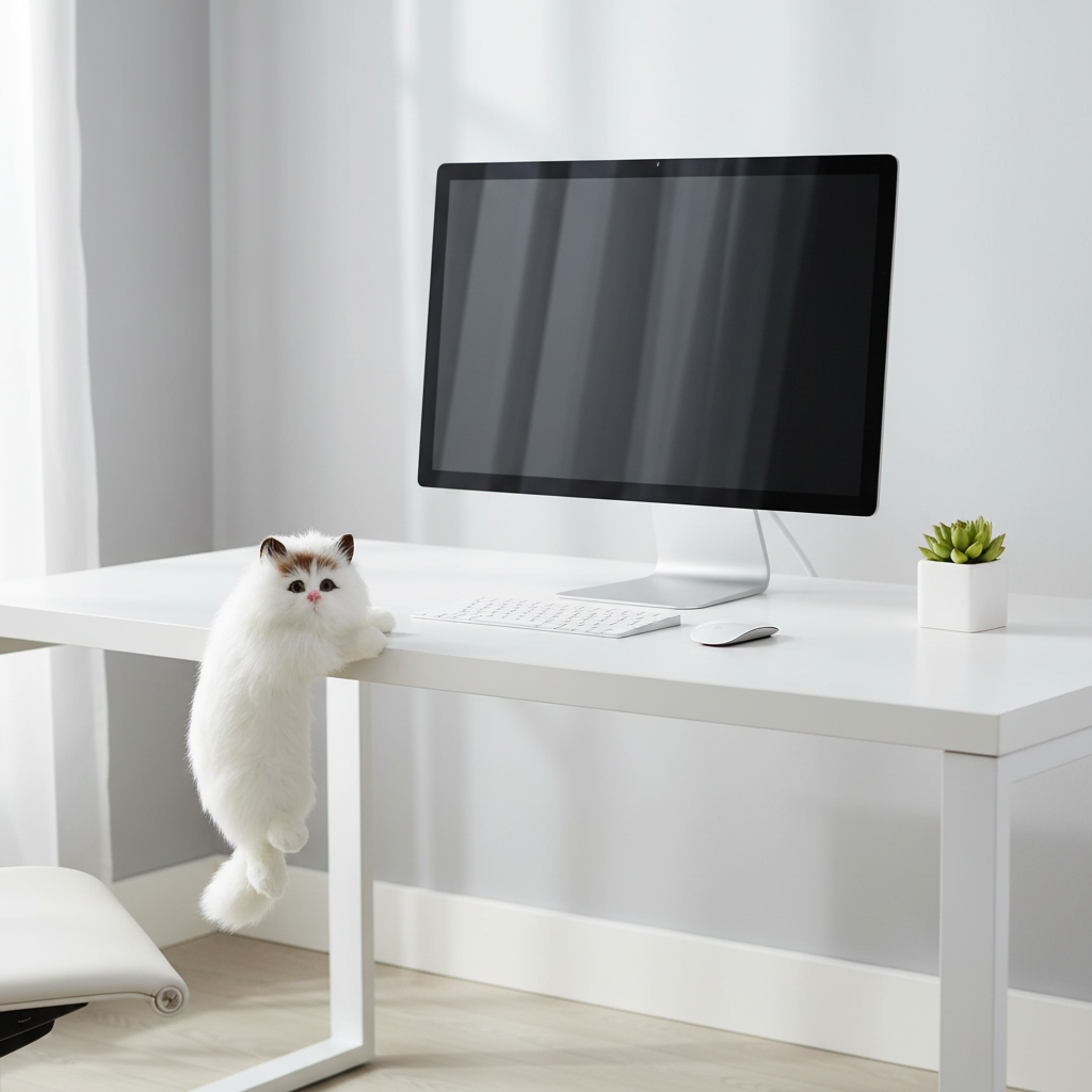 Cute Hanging Cat Decor – Fluffy Desk & Shelf Ornament