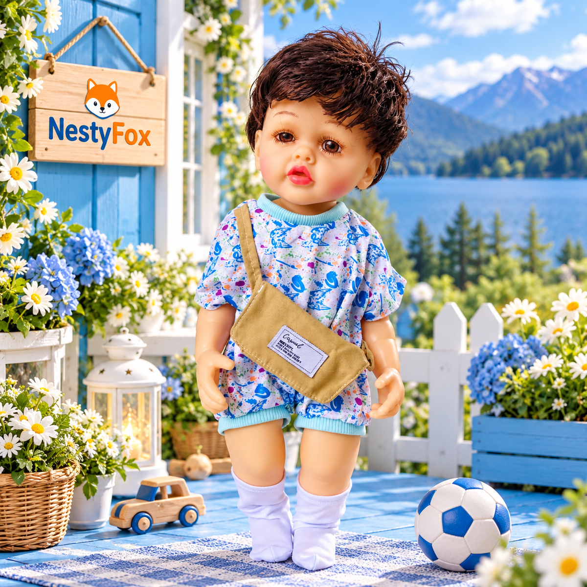 NestyFox 53 cm Musical Reborn Silicone Baby Boy Doll with Music Sensor