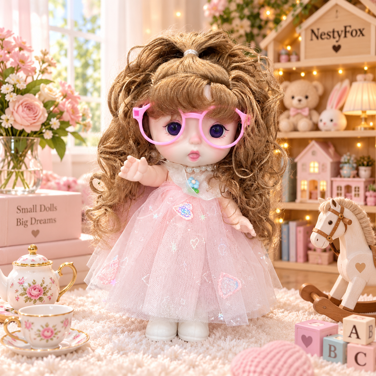 NestyFox 22 cm Fashion Doll with Removable Accessories