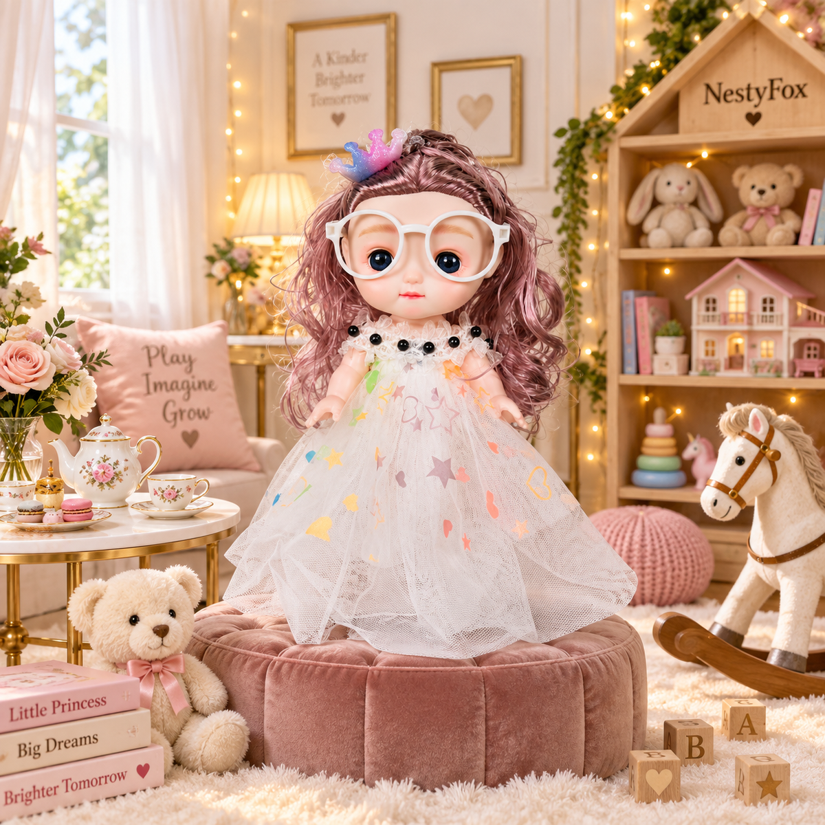 NestyFox 22 cm Fashion Doll with Removable Accessories