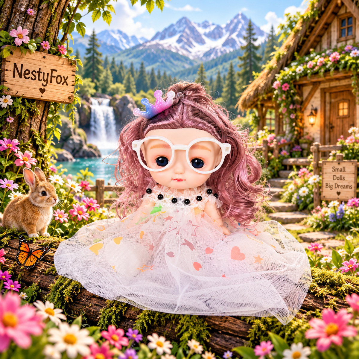 NestyFox 22 cm Fashion Doll with Removable Accessories