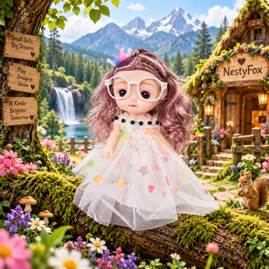 NestyFox 22 cm Fashion Doll with Removable Accessories