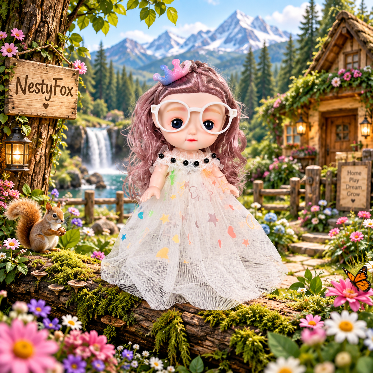 NestyFox 22 cm Fashion Doll with Removable Accessories
