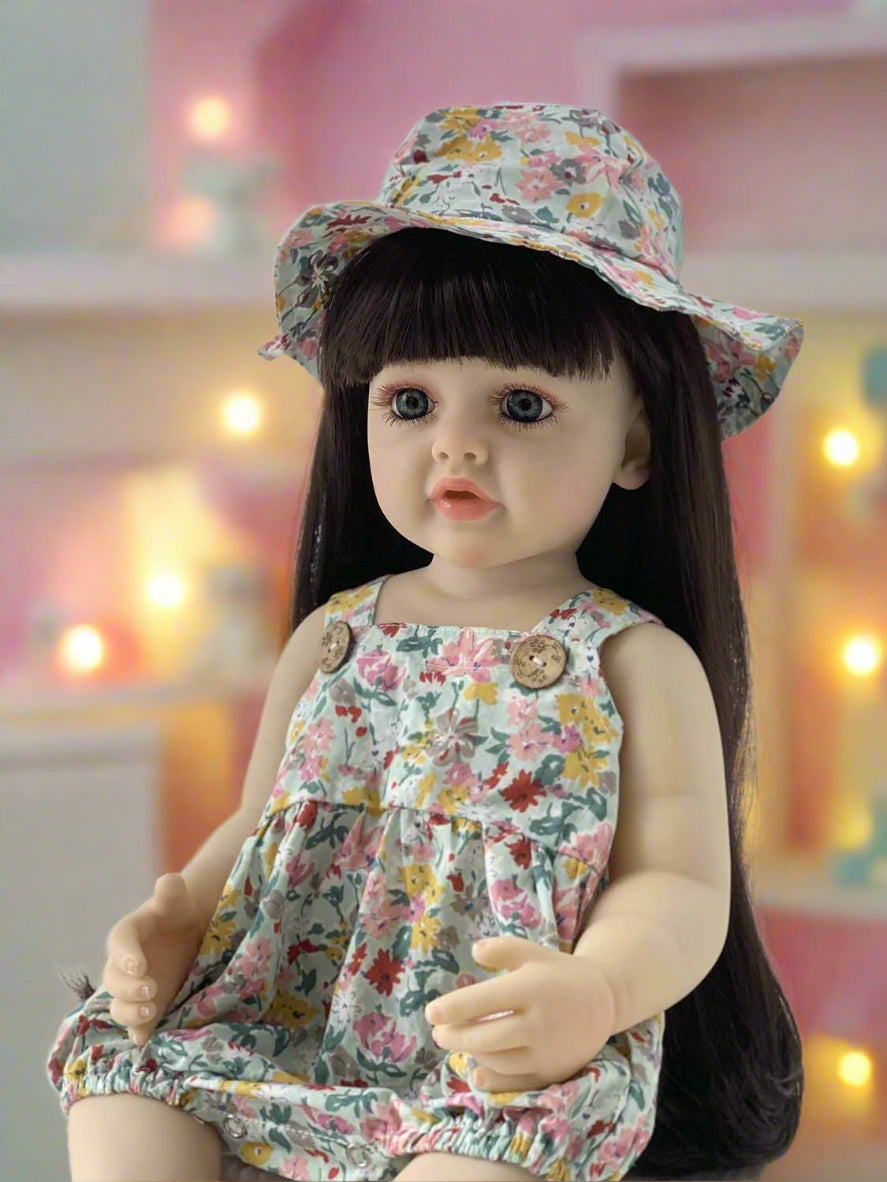 NestyFox 55 cm Realistic Silicone Baby Doll – Lifelike Reborn Doll with Dress & Accessories