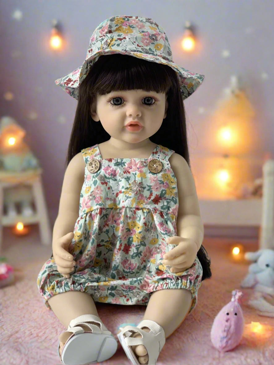 NestyFox 55 cm Realistic Silicone Baby Doll – Lifelike Reborn Doll with Dress & Accessories