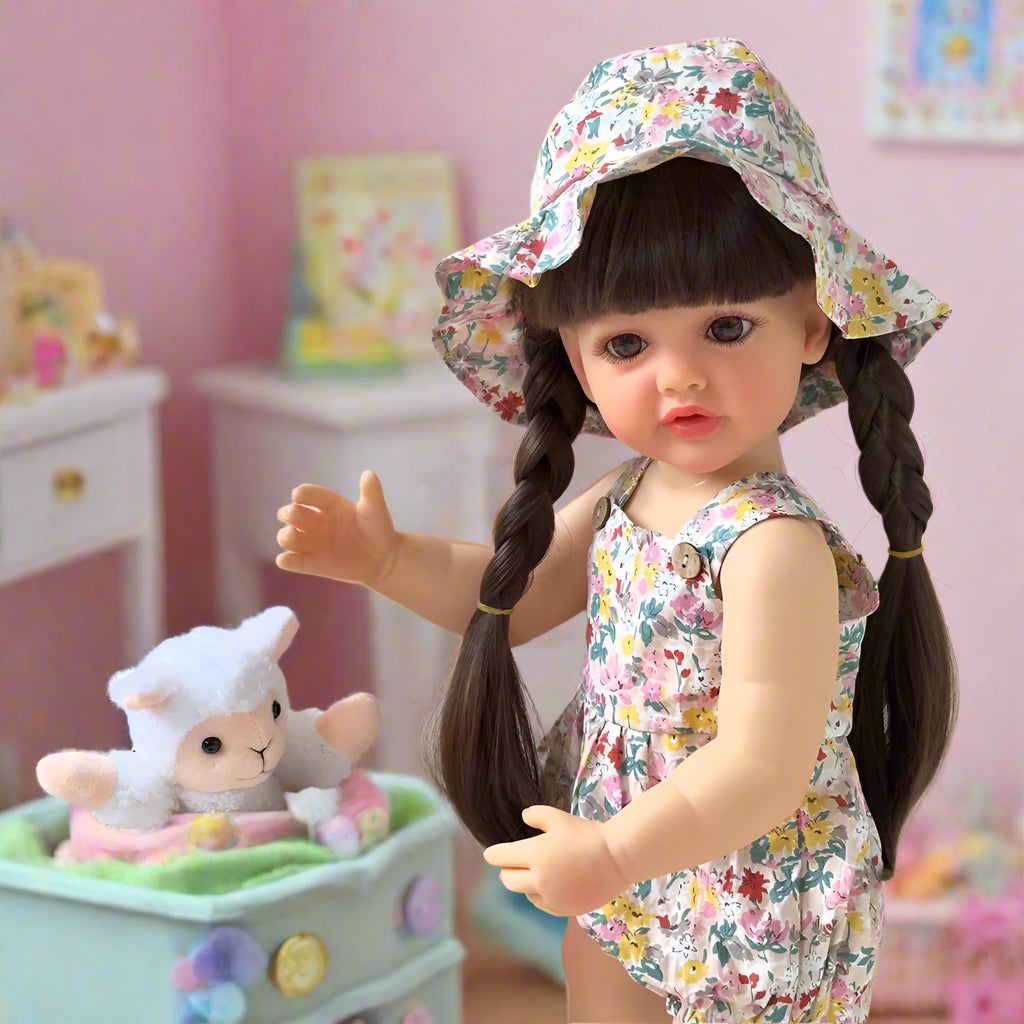 NestyFox 55 cm Realistic Silicone Baby Doll – Lifelike Reborn Doll with Dress & Accessories