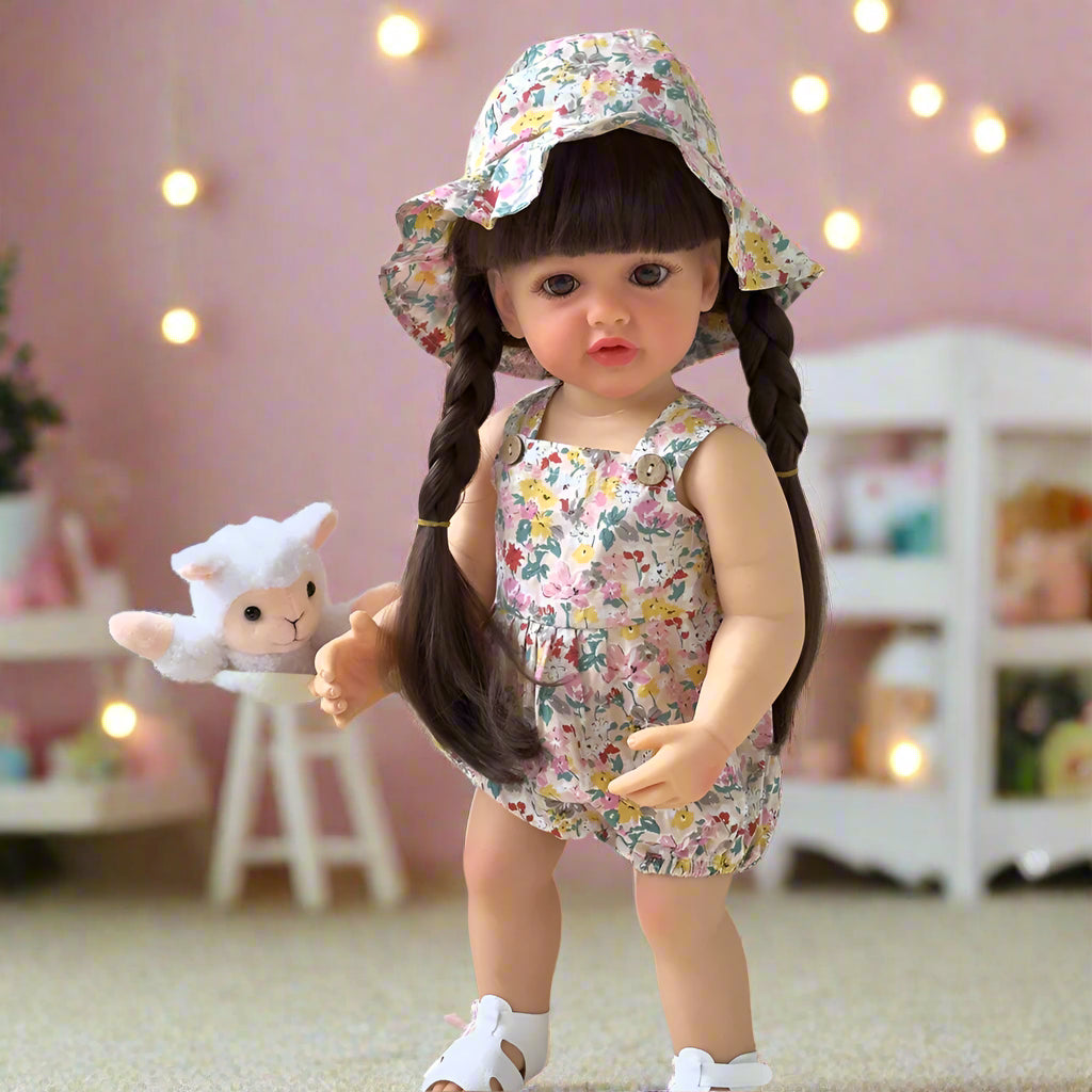 NestyFox 55 cm Realistic Silicone Baby Doll – Lifelike Reborn Doll with Dress & Accessories