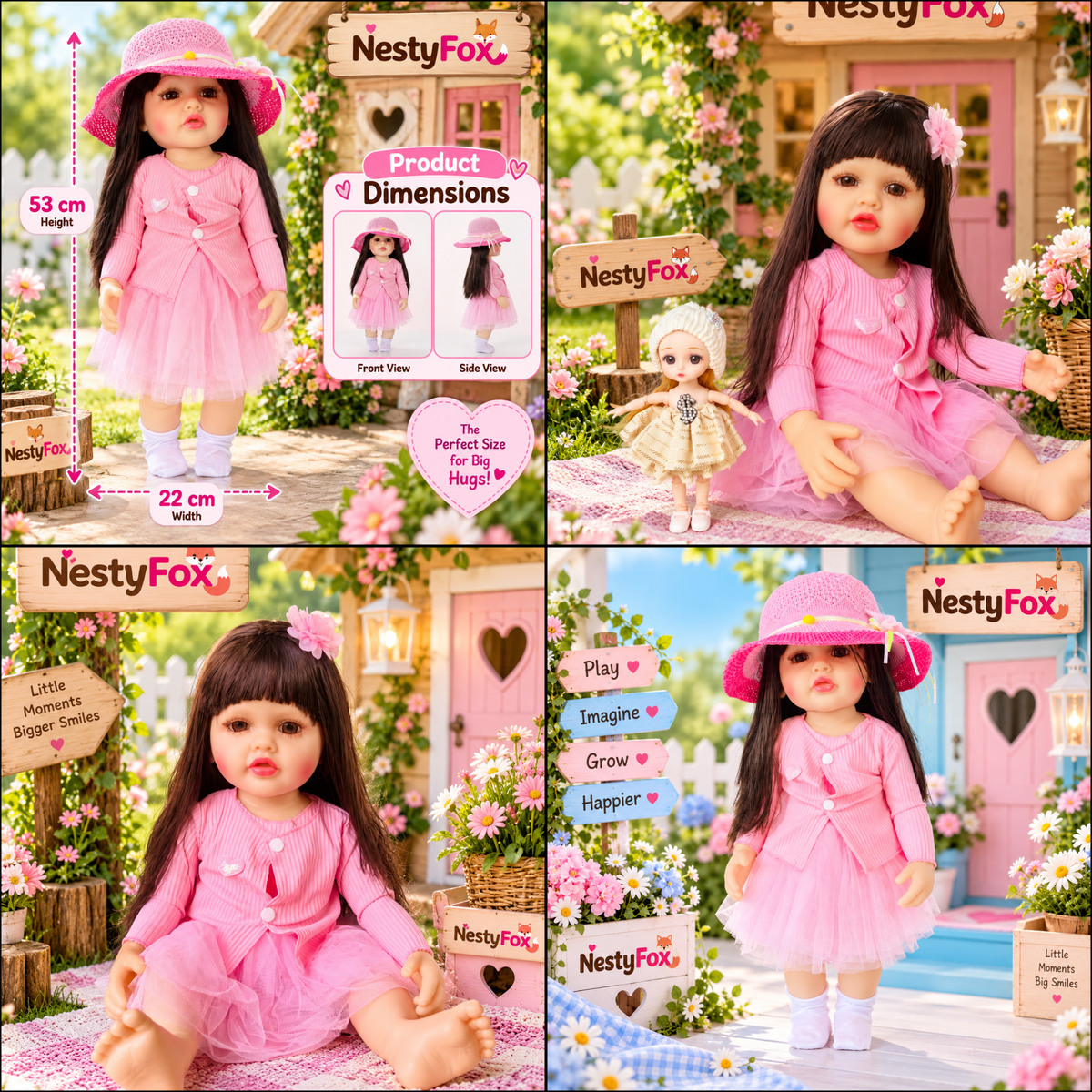 Pink reborn-style silicone doll product image