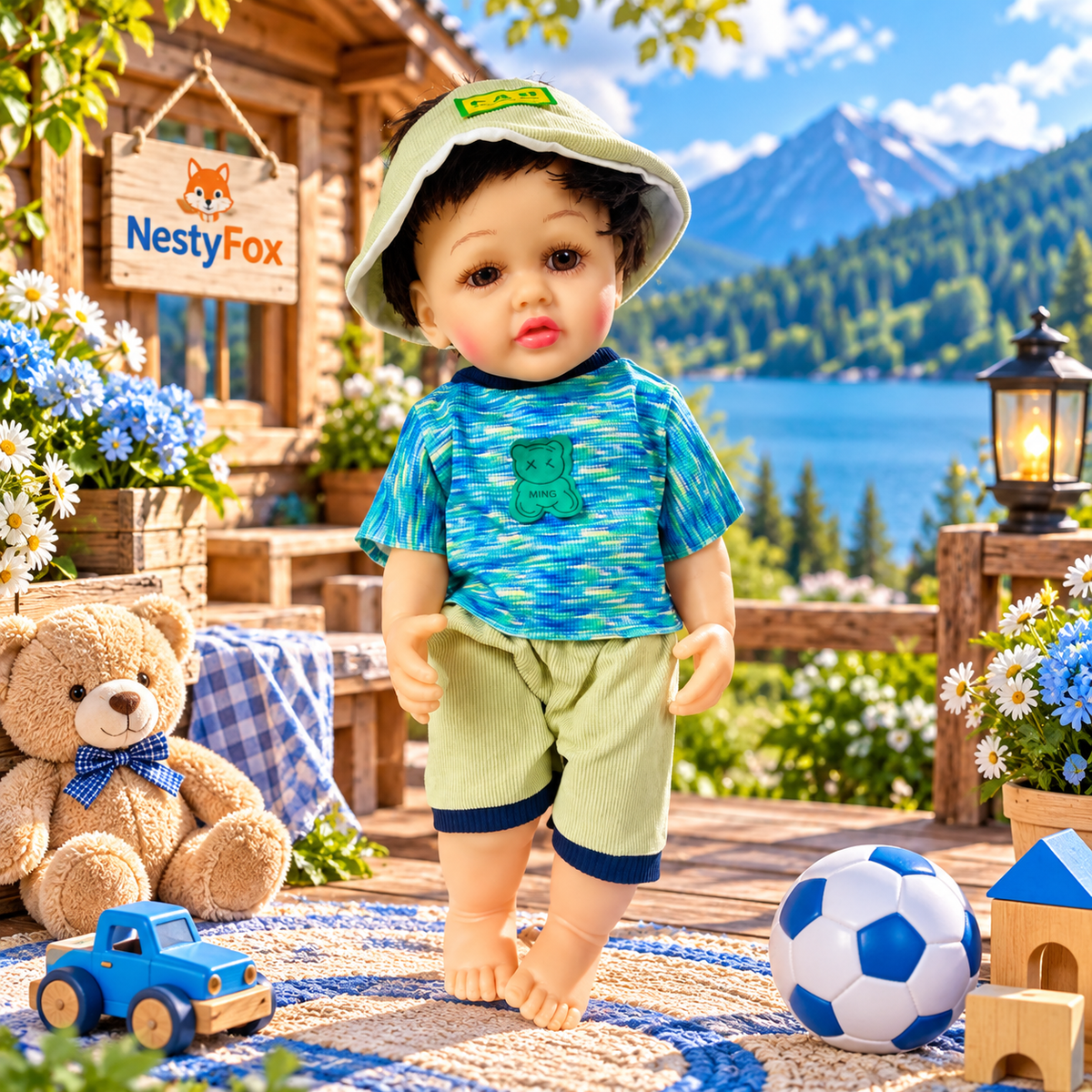 NestyFox 53 cm Musical Reborn Silicone Baby Boy Doll with Music Sensor
