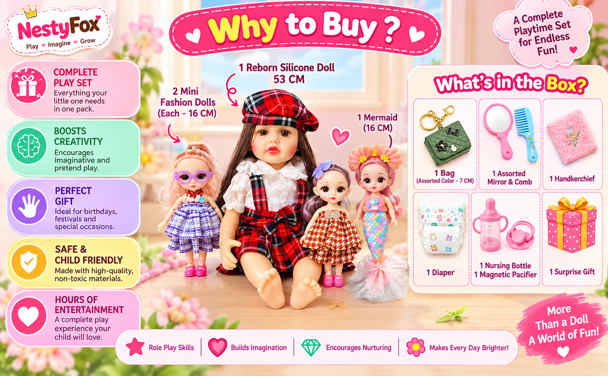 Reasons to buy the NestyFox silicone doll gift set with full accessory list
