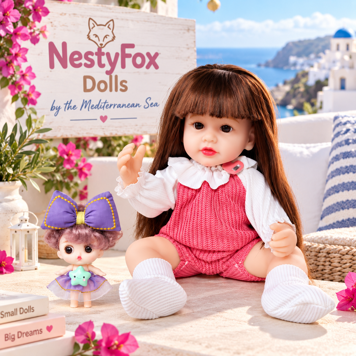 NestyFox 3-Doll Silicone Doll Combo Set for Girls with Mini Fashion Doll