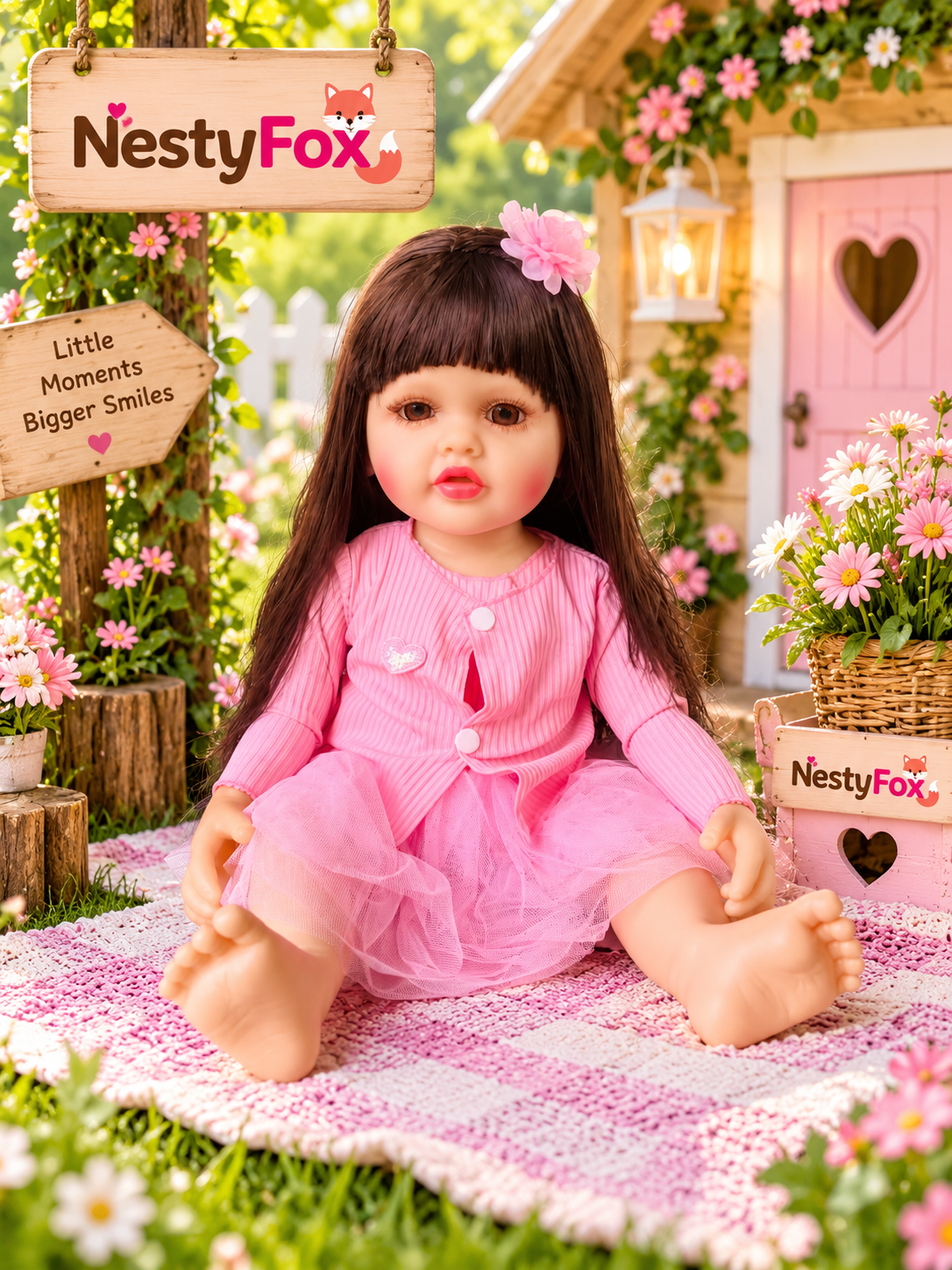 Pink silicone doll detail image